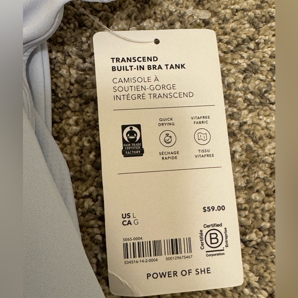 ATHLETA TRANSCEND BUILT-IN BRA TANK - Picture 2 of 3